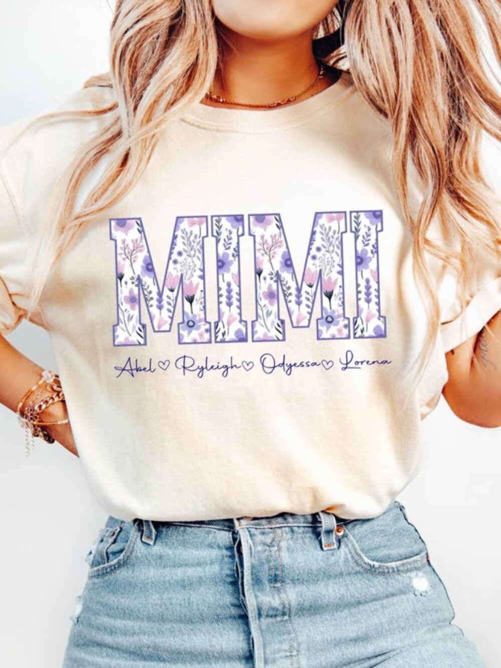 Mimi Shirt with Grandkids Names, Custom Kids Names Grandma Shirt